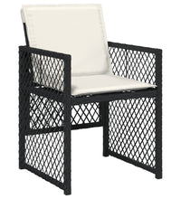 7-tlg. Garten-Essgruppe mit Kissen Schwarz Poly Rattan