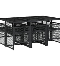7-tlg. Garten-Essgruppe mit Kissen Schwarz Poly Rattan