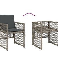 7-tlg. Garten-Essgruppe mit Kissen Grau Poly Rattan