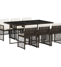 7-tlg. Garten-Essgruppe mit Kissen Braun Poly Rattan