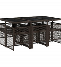 7-tlg. Garten-Essgruppe mit Kissen Braun Poly Rattan