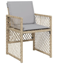 7-tlg. Garten-Essgruppe mit Kissen Beige Poly Rattan