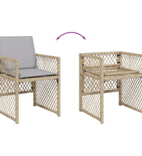 7-tlg. Garten-Essgruppe mit Kissen Beige Poly Rattan