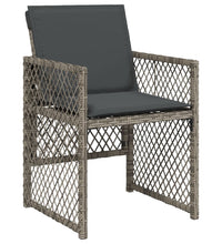 7-tlg. Garten-Essgruppe mit Kissen Grau Poly Rattan