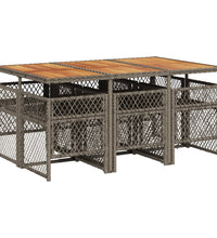 7-tlg. Garten-Essgruppe mit Kissen Grau Poly Rattan