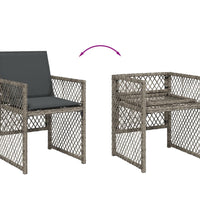 7-tlg. Garten-Essgruppe mit Kissen Grau Poly Rattan