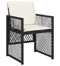 7-tlg. Garten-Essgruppe mit Kissen Schwarz Poly Rattan