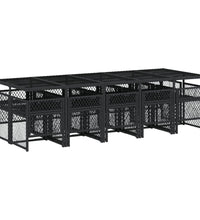 11-tlg. Garten-Essgruppe mit Kissen Schwarz Poly Rattan