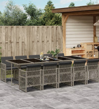 11-tlg. Garten-Essgruppe mit Kissen Grau Poly Rattan