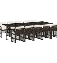 11-tlg. Garten-Essgruppe mit Kissen Braun Poly Rattan
