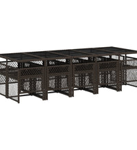 11-tlg. Garten-Essgruppe mit Kissen Braun Poly Rattan