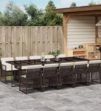 11-tlg. Garten-Essgruppe mit Kissen Braun Poly Rattan