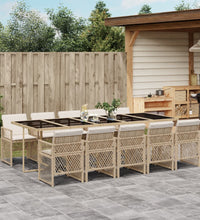 11-tlg. Garten-Essgruppe mit Kissen Beige Poly Rattan
