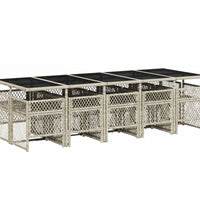 11-tlg. Garten-Essgruppe mit Kissen Hellgrau Poly Rattan