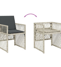 11-tlg. Garten-Essgruppe mit Kissen Hellgrau Poly Rattan