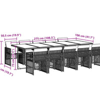 11-tlg. Garten-Essgruppe mit Kissen Hellgrau Poly Rattan