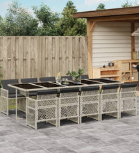 11-tlg. Garten-Essgruppe mit Kissen Hellgrau Poly Rattan