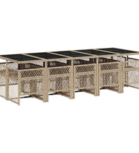 11-tlg. Garten-Essgruppe mit Kissen Beige Poly Rattan
