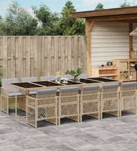 11-tlg. Garten-Essgruppe mit Kissen Beige Poly Rattan