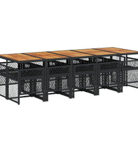 11-tlg. Garten-Essgruppe mit Kissen Schwarz Poly Rattan