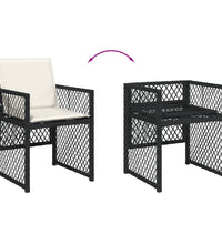 11-tlg. Garten-Essgruppe mit Kissen Schwarz Poly Rattan