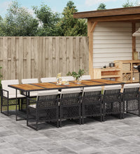 11-tlg. Garten-Essgruppe mit Kissen Schwarz Poly Rattan