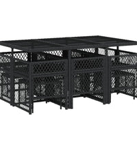 11-tlg. Garten-Essgruppe mit Kissen Schwarz Poly Rattan
