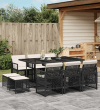 11-tlg. Garten-Essgruppe mit Kissen Schwarz Poly Rattan