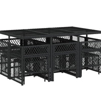 11-tlg. Garten-Essgruppe mit Kissen Schwarz Poly Rattan