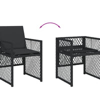 11-tlg. Garten-Essgruppe mit Kissen Schwarz Poly Rattan