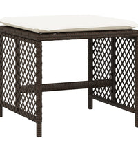 11-tlg. Garten-Essgruppe mit Kissen Braun Poly Rattan