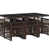 11-tlg. Garten-Essgruppe mit Kissen Braun Poly Rattan