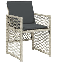 11-tlg. Garten-Essgruppe mit Kissen Hellgrau Poly Rattan