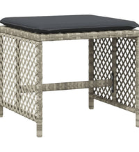 11-tlg. Garten-Essgruppe mit Kissen Hellgrau Poly Rattan