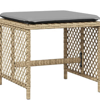 11-tlg. Garten-Essgruppe mit Kissen Beige Poly Rattan