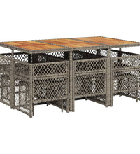 11-tlg. Garten-Essgruppe mit Kissen Grau Poly Rattan