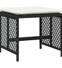 11-tlg. Garten-Essgruppe mit Kissen Schwarz Poly Rattan