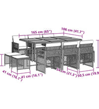 11-tlg. Garten-Essgruppe mit Kissen Schwarz Poly Rattan