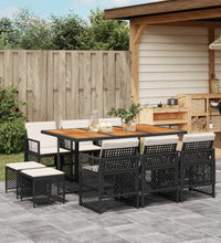 11-tlg. Garten-Essgruppe mit Kissen Schwarz Poly Rattan