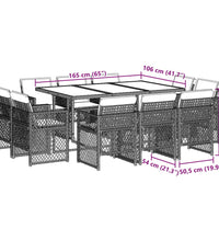 11-tlg. Garten-Essgruppe mit Kissen Beigemischung Poly Rattan