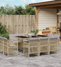11-tlg. Garten-Essgruppe mit Kissen Beigemischung Poly Rattan