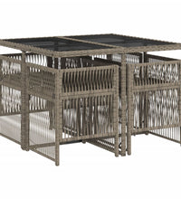 5-tlg. Garten-Essgruppe mit Kissen Grau Poly Rattan