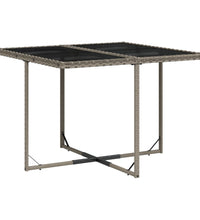 5-tlg. Garten-Essgruppe mit Kissen Grau Poly Rattan