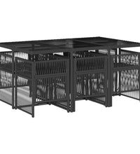 7-tlg. Garten-Essgruppe mit Kissen Schwarz Poly Rattan