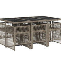 7-tlg. Garten-Essgruppe mit Kissen Grau Poly Rattan