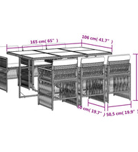 7-tlg. Garten-Essgruppe mit Kissen Beige Poly Rattan