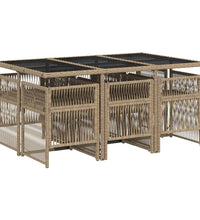 7-tlg. Garten-Essgruppe mit Kissen Beigemischung Poly Rattan