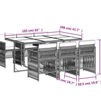 7-tlg. Garten-Essgruppe mit Kissen Beigemischung Poly Rattan