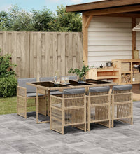 7-tlg. Garten-Essgruppe mit Kissen Beigemischung Poly Rattan