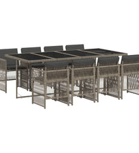 9-tlg. Garten-Essgruppe mit Kissen Grau Poly Rattan